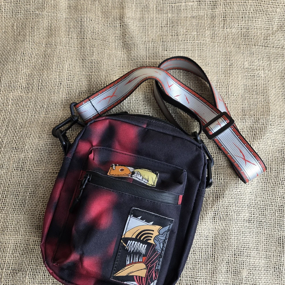 Denji Chainsaw Man Stylish Black and Red Crossbody Bag